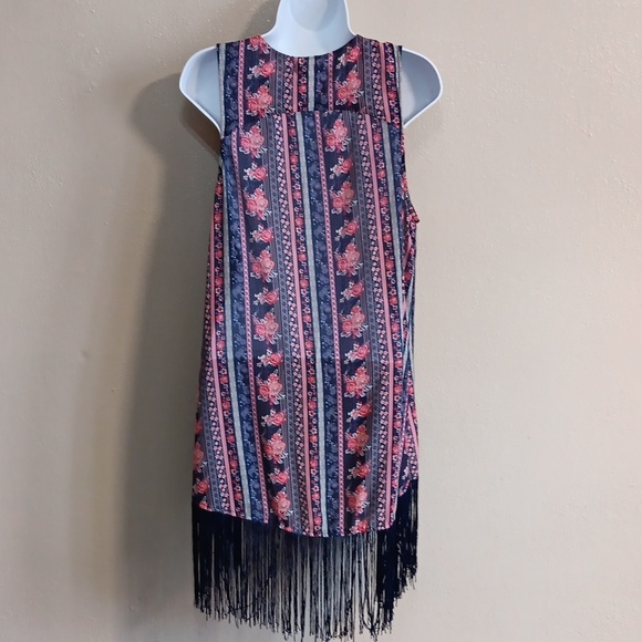 Fringe Floral Eyeshadow Wrap Vest Accessory Women's Large, Flowers Roses Whimsy - Picture 5 of 9